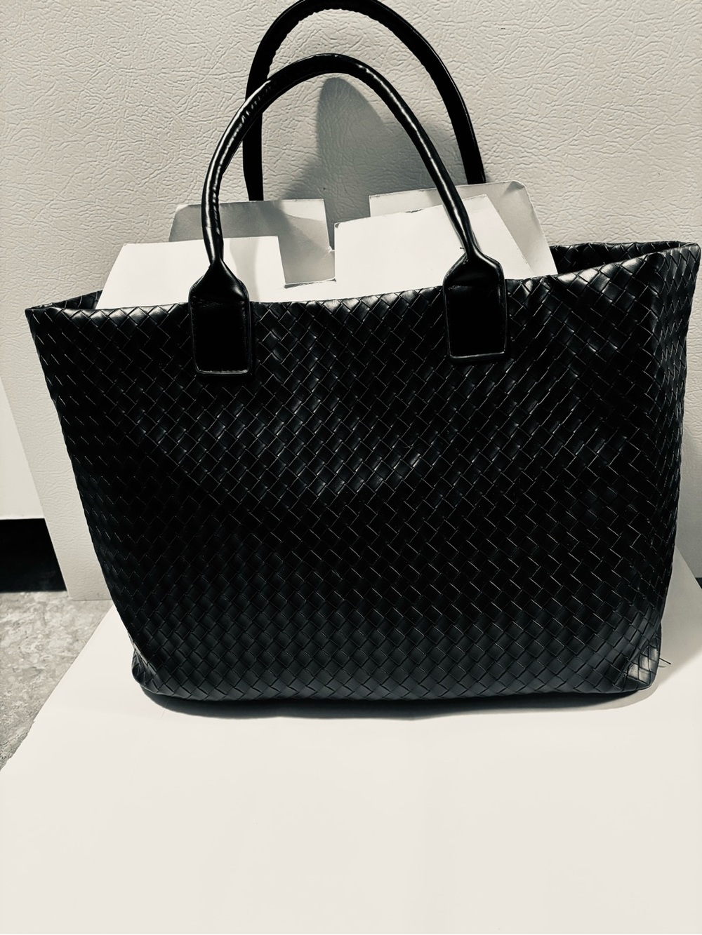 Classic Black Woven Tote - Elegant Everyday Carry